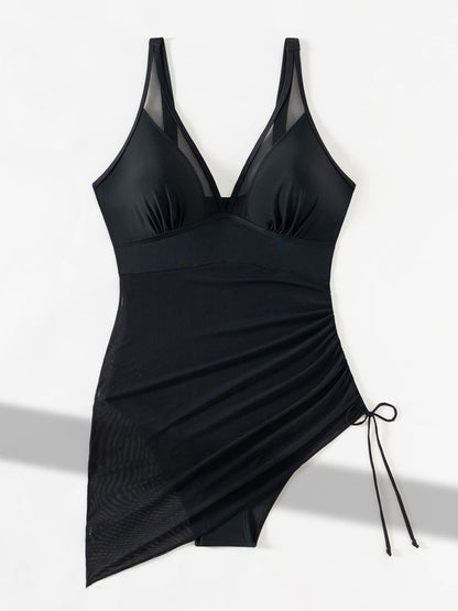 Vigoashely 2025 Solid Mesh Patchwork Swimwear Women Sexy Push Up One Piece Swimsuit Monokini Lady Brazilian Beach Bathing Suit