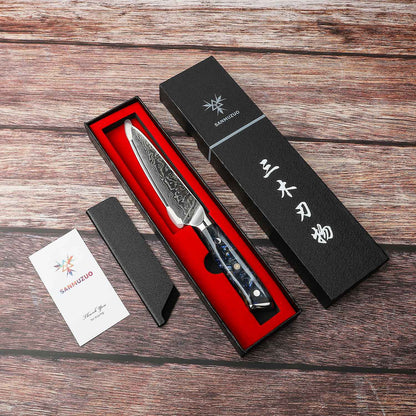 SANMUZUO Conjunto de Facas de Cozinha 2 Peças - Série Xuan Faca de Chef e Faca Utilitária de Aço Damasco Ultra Afiadas - Cabo de Resina para Culinária Diária