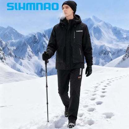 2026 Conjunto de Ciclismo com Capuz Soft Shell de Pele de Tubarão para Uso Externo, Conjunto de Pesca Quente de Veludo Masculino, Conjunto de Assalto de Soft Shell e Veludo