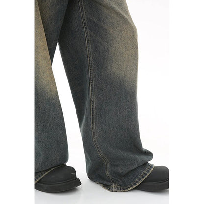 New Men's Baggy Straight Leg Wide Leg Jeans Male Fashion Vintage Wash Casual Denim Pants Youth Popular Brand Streetwear Trousers