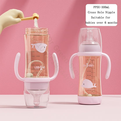 Dr.Green Wide Mouth Newborn baby bottles PPSU Washable Bottles Forward and reverse bi-directional scale inverted milk brewing