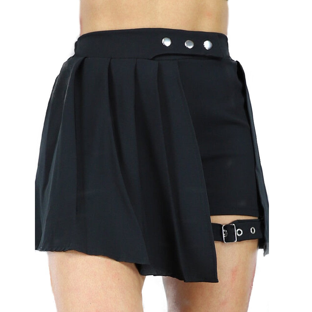 Plus Size Women's High Waist Pleated Button Skirt Asymmetric Skirt Shorts Bandage Spicy Style Best Choice in Summer