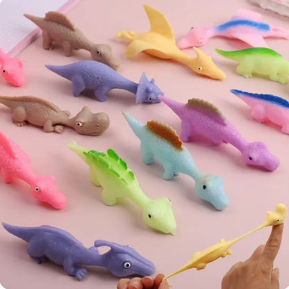 10/20PCS Creative Dinosaur Kids Stress Relief Toys Soft Rubber Finger Slingshot Novelty Toy Birthday Gifts Children Party Gifts
