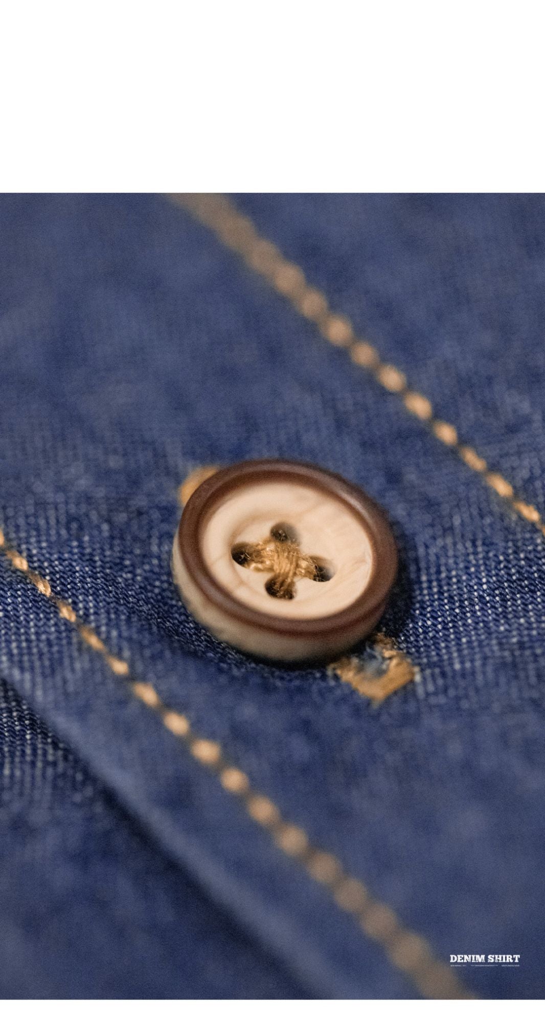 Maden Men Vintage Single Pocket Workwear Denim Shirt Long Sleeved Slim Fit Casual Shirt Single Breasted Turn-Down Collar Blouse