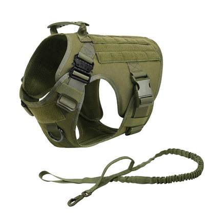 Coleira Peitoral Tática para Cães com Alça e Bolsas Molle para Cães de Porte Médio e Grande, Colete Militar de Treinamento para Pets, Coleira Ajustável para Cães de Serviço