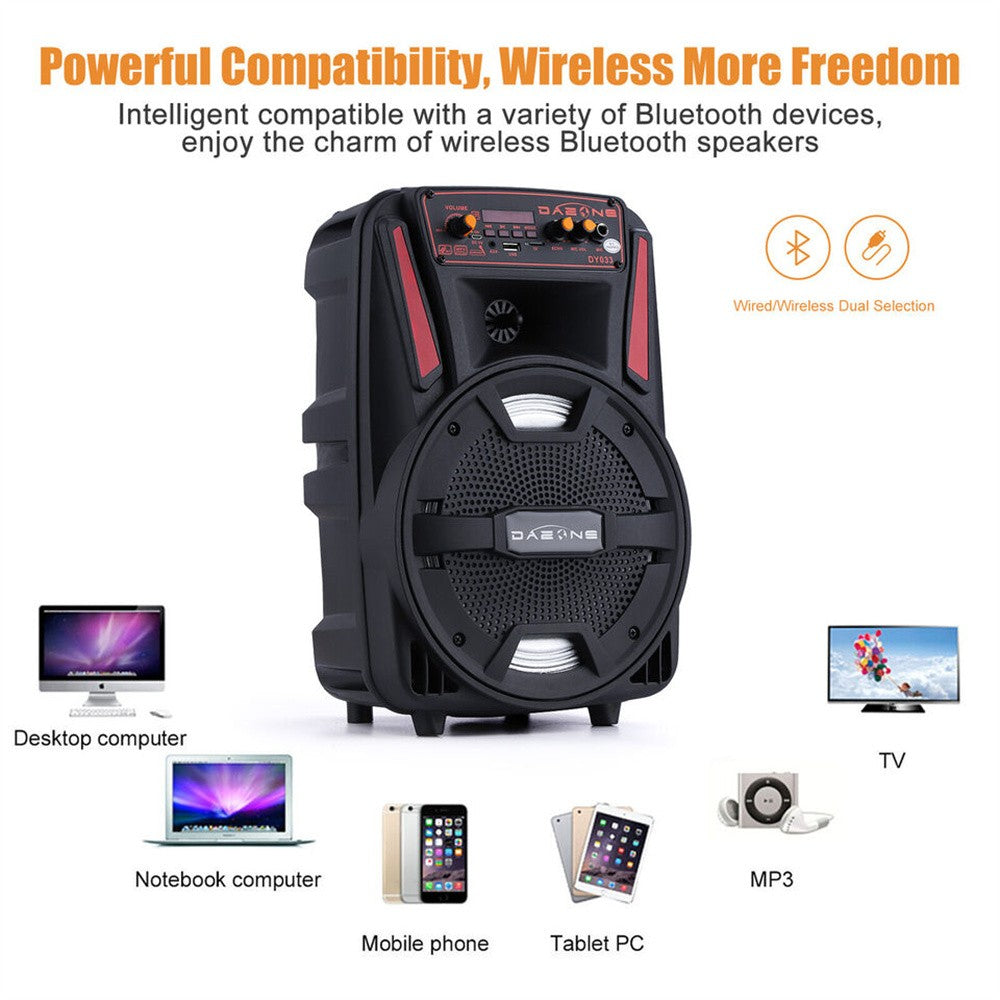 1000W Portable Bluetooth Speaker 8" Subwoofer Heavy Bass Sound System Party With Remote and Mic Led Light DJ karaoke Speaker