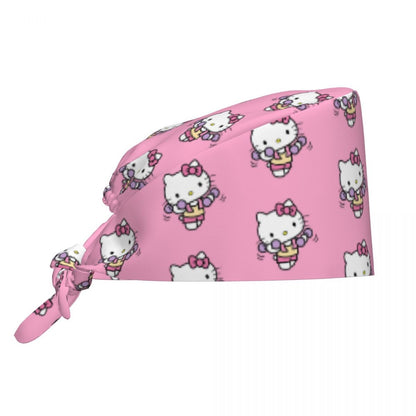 Custom Hello Kitty Medical Staff Scrubs Hat Women Men Cartoon Chara For Chef Hat Scrub Caps