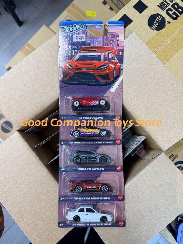 Hot Wheels Original Silver Series Compact Kings Set Fiesta Civic Subaru Miata Sentra 1/64 Scale Die-Cast Model Cars GDG44 Gifts