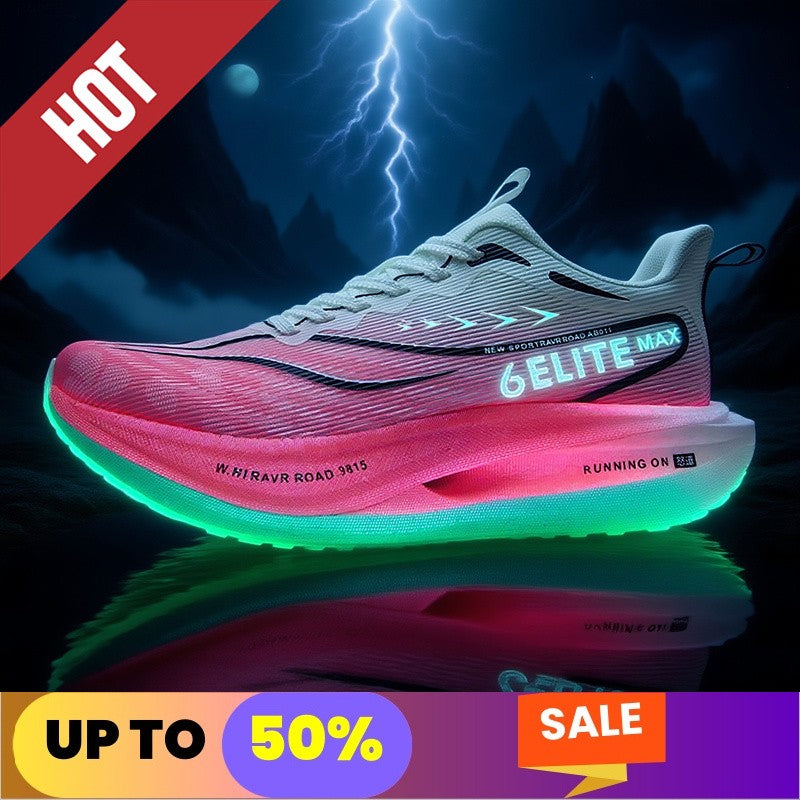 Fluorescence Running Shoes CarbonBoard Marathon Men Sports Breathable Women's Comfortable Athletic Casual Sneakers WearResistant
