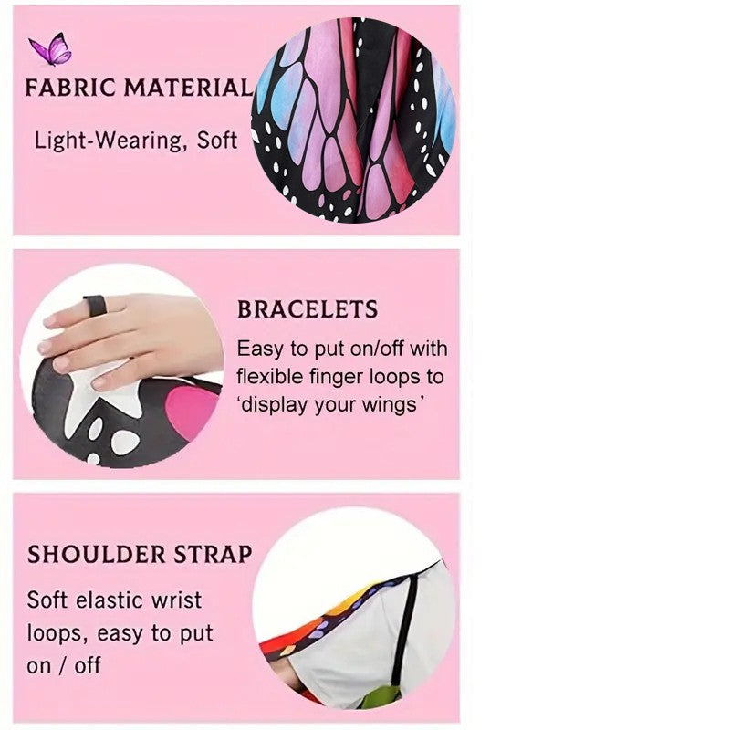 Butterfly Cosplay Wings Costumes Girl Performance Accessories Halloween Carnival Props Wing For Girls Boys Cloak Party Ccarnival