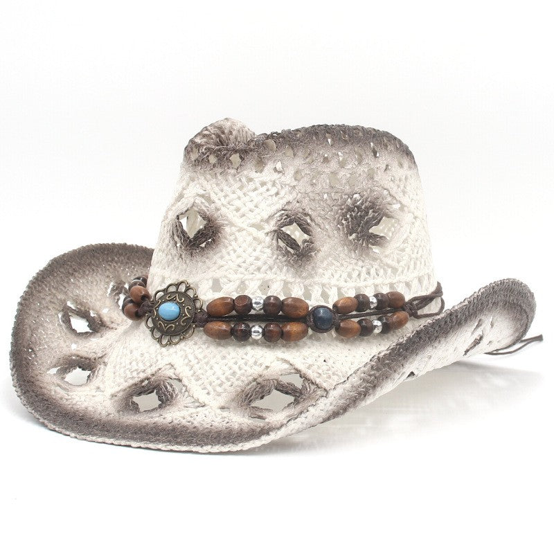 New outdoor beach sun protection and breathable cowboy hat with ethnic style, western sun protection and shading