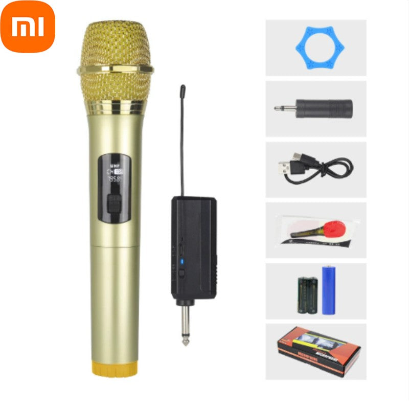 Microfone Sem Fio Xiaomi 2.4G UHF Frequência Fixa 2 Canais Microfone de Mão Para Festa Ao Vivo Karaokê Reunião Profissional