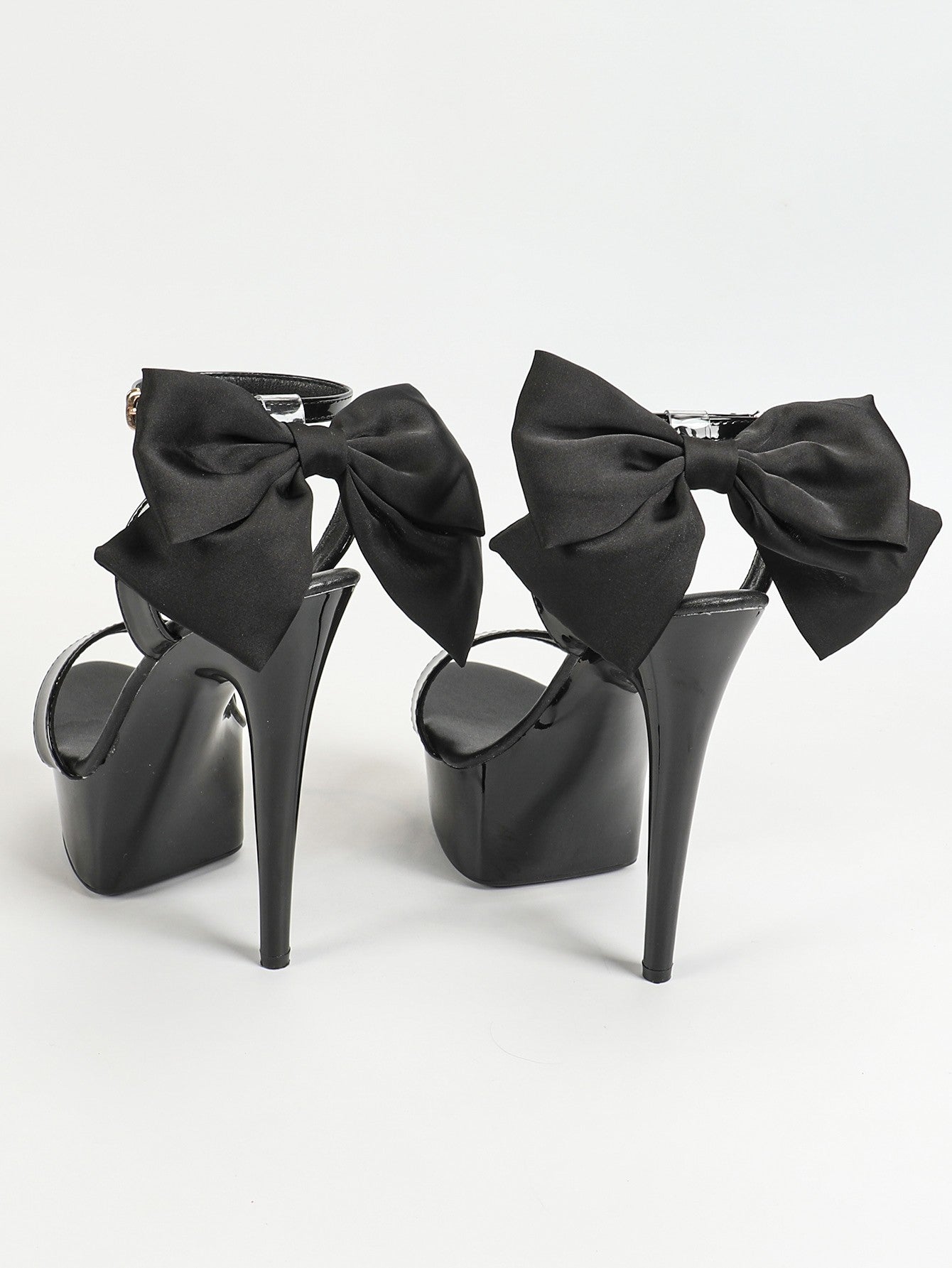 15CM Stiletto Runway Model Shoes 2024 New Summer Party Dress High Heels 5CM Platform Black Pole Dance Shoes Ladies Bow Sandals