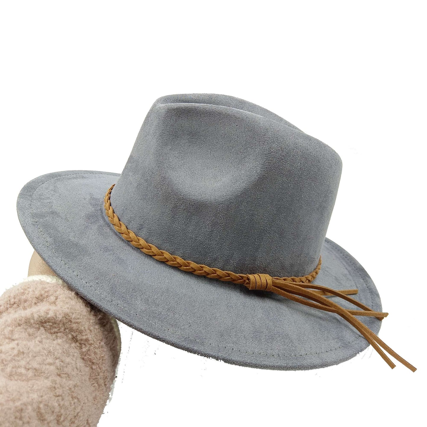 Chapéu Fedora Novo de Camurça 2023 Masculino e Feminino Outono Chapéu Panamá Jazz Estilo Britânico Elegante Retrô Fedora Chapéu de Aba Larga