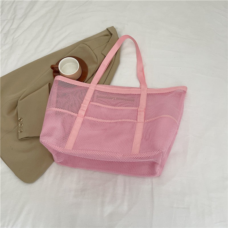 Multipocket Summer Large Beach Bag For Towels Mesh Durable Beach Bag For Toys Waterproof Underwear Pocket Beach Tote Bag