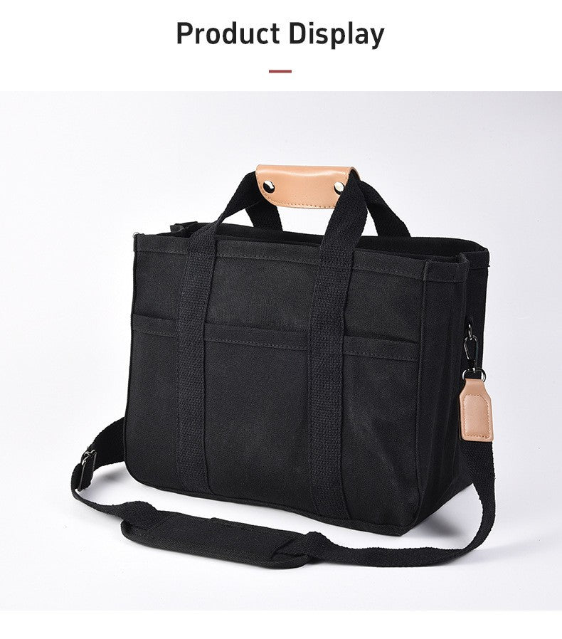 Multi Pocket Women's Canvas Handbag Large Capacity Casual Tote Bag Shopper Shoulder Bag For Female Mummy Bag