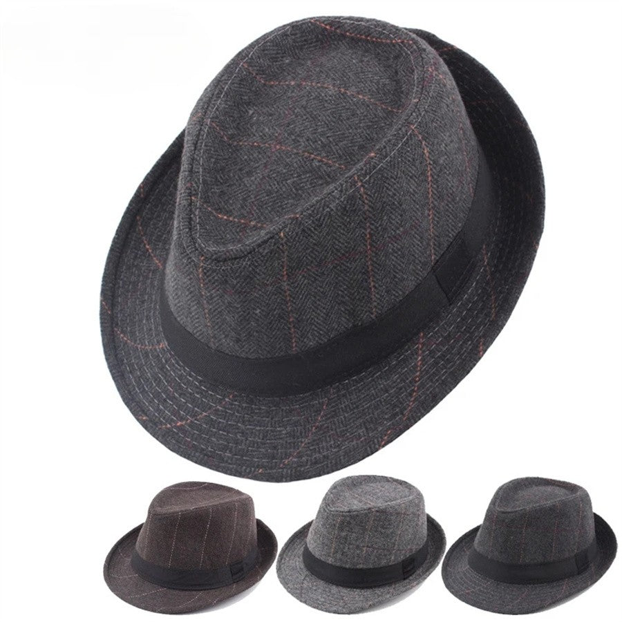 Chapéu de Lã para Casamento Primavera Verão para Homens de Meia-Idade, Casal, Moda Outono Inverno, Festa Xadrez, Design de Luxo, Chapéu Jazz Fedora para Mulheres