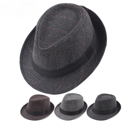 Chapéu de Lã para Casamento Primavera Verão para Homens de Meia-Idade, Casal, Moda Outono Inverno, Festa Xadrez, Design de Luxo, Chapéu Jazz Fedora para Mulheres