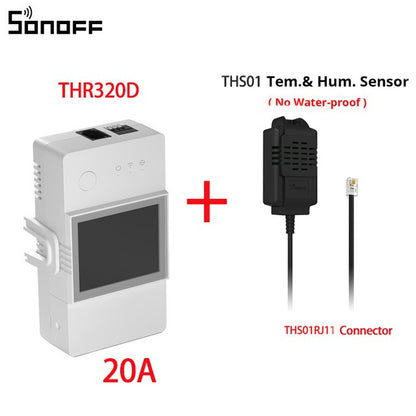 SONOFF TH Elite 16A 20A Wifi Interruptor Inteligente de Monitoramento de Temperatura e Umidade THS01 DS18b20 Sensor Casa Inteligente Via eWelink Alexa