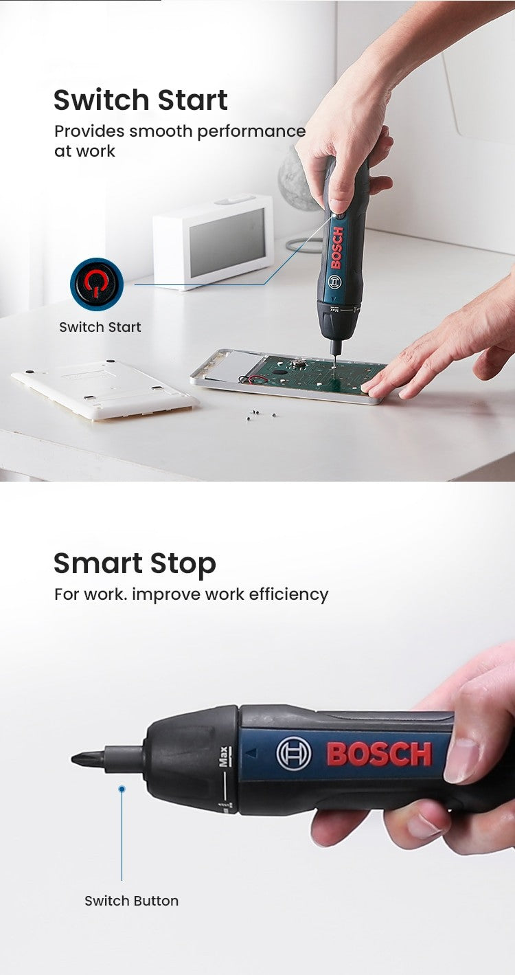 Bosch Parafusadeira Elétrica GO2 GO3 USB Recarregável Multifuncional Furadeira Manual Sem Fio Ferramentas Elétricas Manutenção Doméstica Reparo