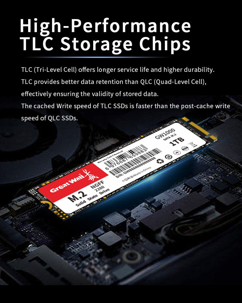 Disco Rígido SSD Great Wall M.2 2280 128GB 256GB 512GB 1TB NGFF 2TB Unidades de Estado Sólido 540MP/S M2 SATA para PC Desktop Notebook
