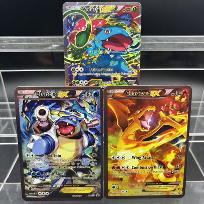 DIY PTCG Collection Cards Blastoise Charizard Venusaur EX EN Self Made Single Card Classic Game Anime Card Gift Toy