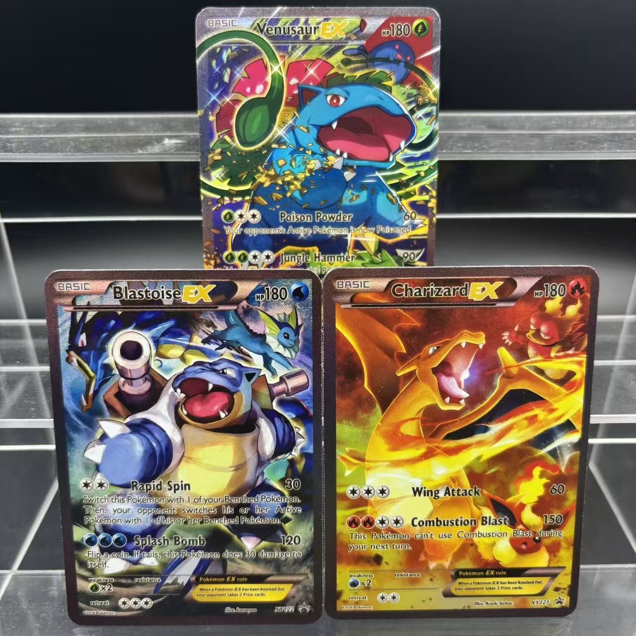 DIY PTCG Collection Cards Blastoise Charizard Venusaur EX EN Self Made Single Card Classic Game Anime Card Gift Toy