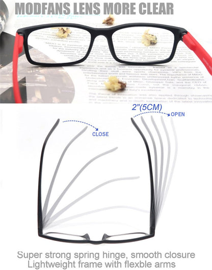 MODFANS Óculos de Leitura Masculino Feminino Retangular Clássico Leitores Eeyeglasses Armação Flexível Dobradiça de Mola com Dioptria +1.0 a +4.0