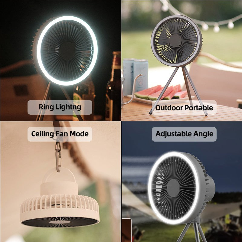 10000mAh 4000mAh Camping Fan Rechargeable Desktop Portable Circulator Wireless Ceiling Electric Fan with Power Bank LED Lighting