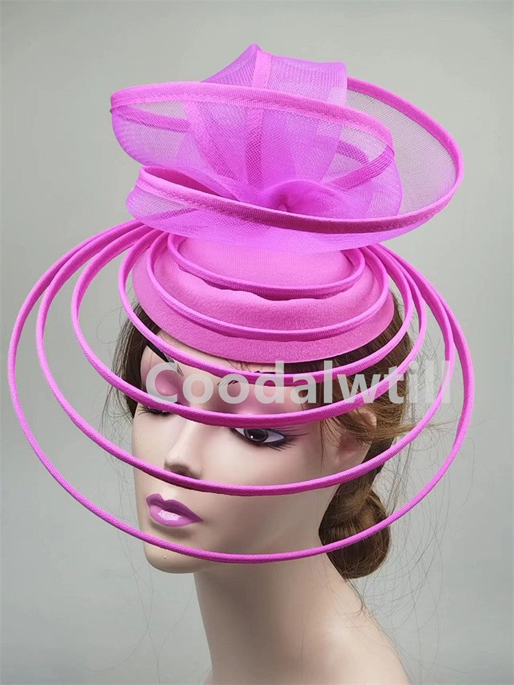 Chapéu Fascinator de Igreja Véu de Casamento de Malha Feminino para Festa Banquete Chapéu Boné Faixa de Cabelo Feminina Festa Chá Royal Ascot Chapéus Pillbox
