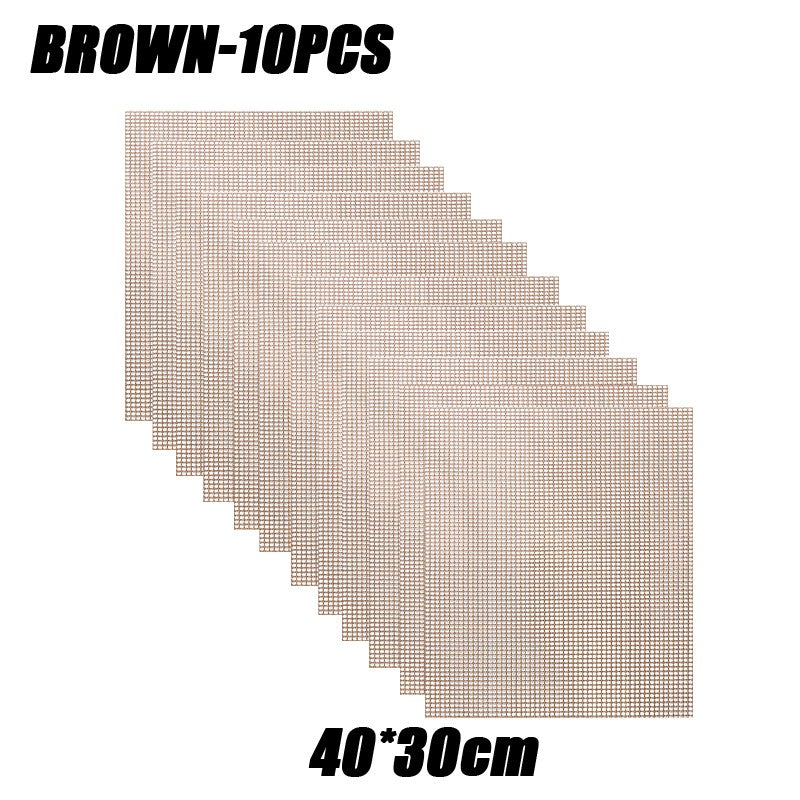 50PCS Non-Stick High Temperature Resistant BBQ Grid Pad Barbecue Mesh Reusable Easily Cleaned Cooking Pads Baking Grill Tool