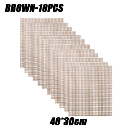 50PCS Non-Stick High Temperature Resistant BBQ Grid Pad Barbecue Mesh Reusable Easily Cleaned Cooking Pads Baking Grill Tool