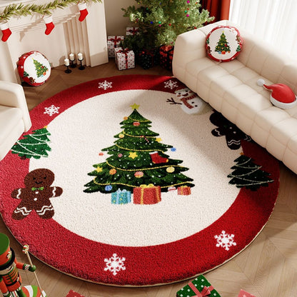 VIKAMA Luxurious Christmas Eve Flannel Floor Mat For Living Room Sofa Carpet Anti-Slip And Stain-Resistant Home Decoration
