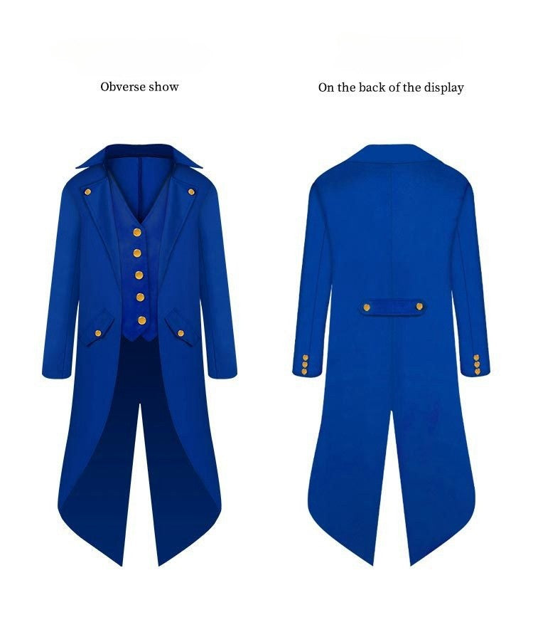 Steampunk Gothic Medieval Tailcoat Cosplay Costume, Tailcoat Jacket & Vest Suit for Adults and Kids, Halloween Role Play Outfit