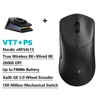 Mouse Gamer Sem Fio Rapoo VT7 MAX /VT7 Taxa de Sondagem Sem Fio Verdadeira de 8K 53g Leve Até 750h de Duração da Bateria