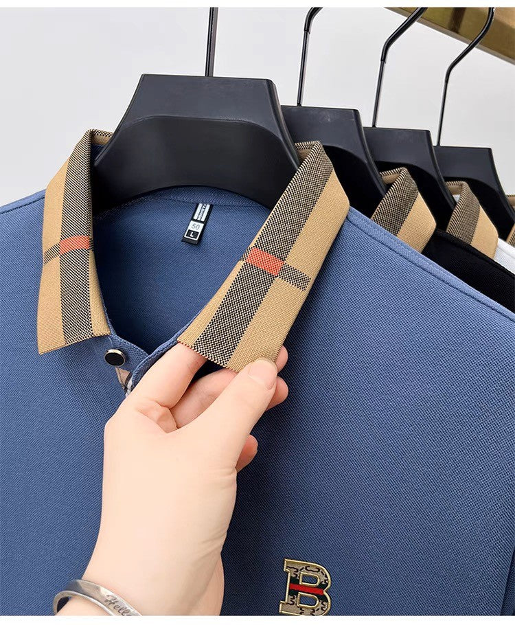 High end brand embroidered men's short sleeved pocket design polo shirt, summer new cool and breathable cotton casual T-shirt
