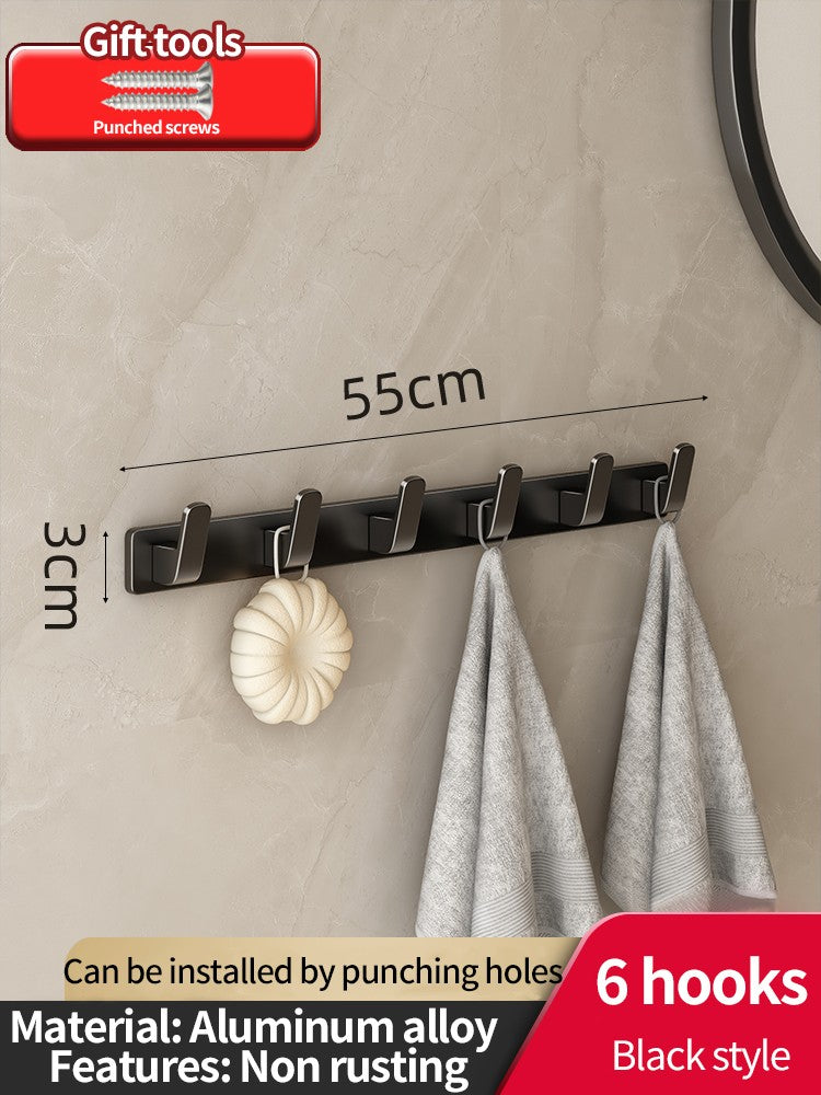 no drill Space Aluminum punch-free Kitchen Hook Bathroom Clothes Hooks Storage Rack Hook Door Wall Hanging Household Accessories