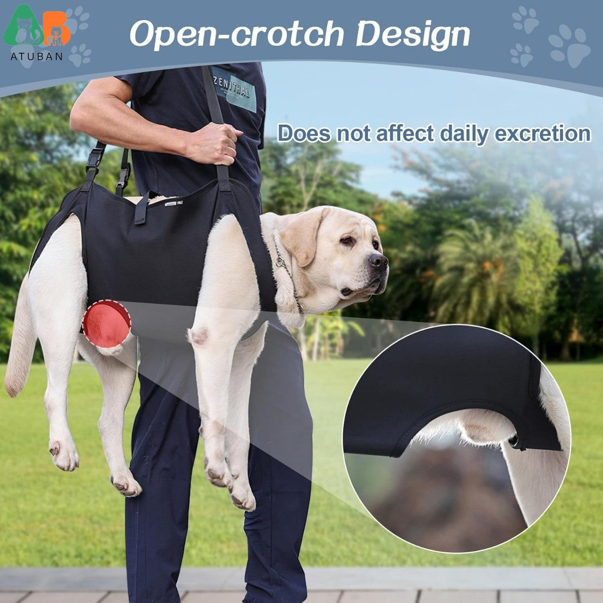 Colete de Apoio para Cães com Suporte Total Ajustável, Alças Respiráveis para Mobilidade Assistida, Reabilitação de Patas e Quadril de Cães