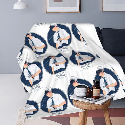 Cha EunWoo Kpop Astro Blankets Soft Warm Flannel Throw Blanket Cover for Bed Living room Picnic Travel Home Sofa