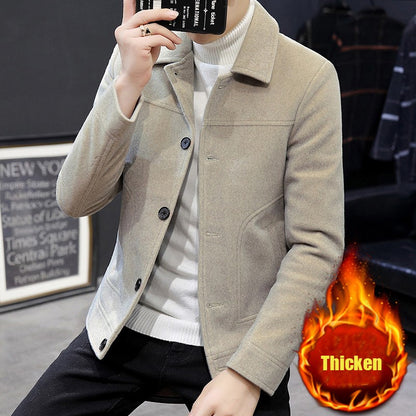 Autumn Winter Short Woolen Coat Merino Wool Men Korean Mink Imitation Jacket Trendy Heavy Clothes Mens Overcoat Heren Jas