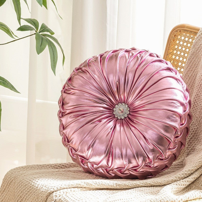 2025 New Circular Nordic Ins Style Solid Color Sequins Wheel Pillow Sofa Cushion Bedside Window Futon Cushion Pumpkin Pillow