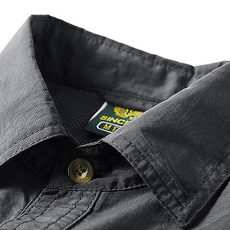 Spring Cargo Shirt For Men Long Sleeve Social Dress Shirt Top Casual Formal Shirt Blouses Oversized Tactical Shirt Man Clothes