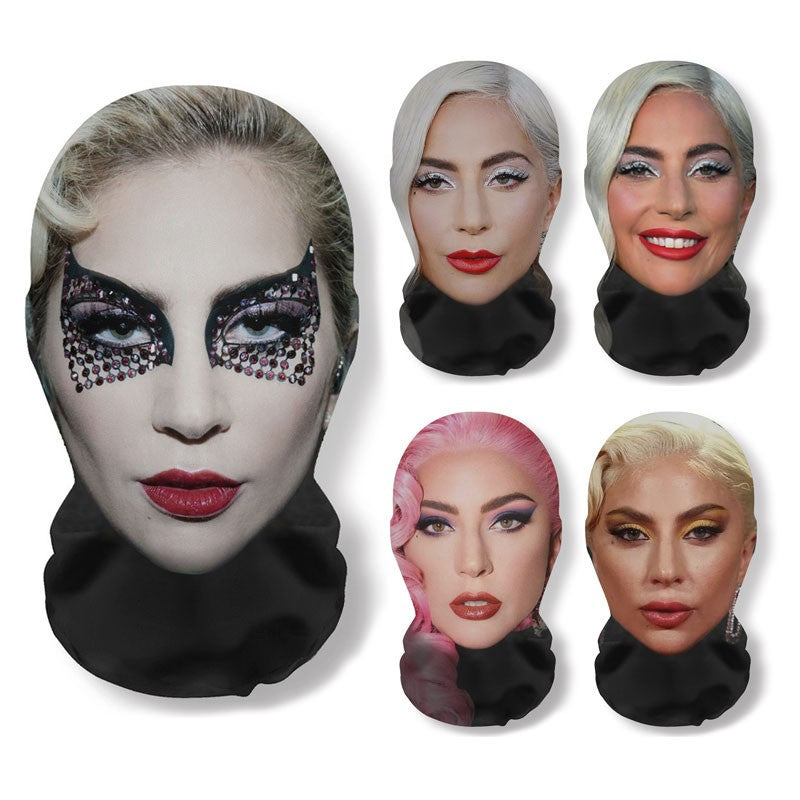 3D Printed Funny Mask Cosplay Pop Singer Lady gaga Full Face Elastic Mesh Breathable Masks Balaclava Headcovers Fan Props