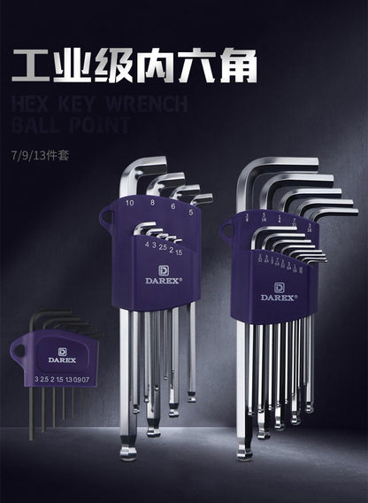 DAREX Metric Ball End Short Tail Hex Key Set 7/9 Piece Short Arm Extended High - Quality Hex Wrenches for Various Tasks