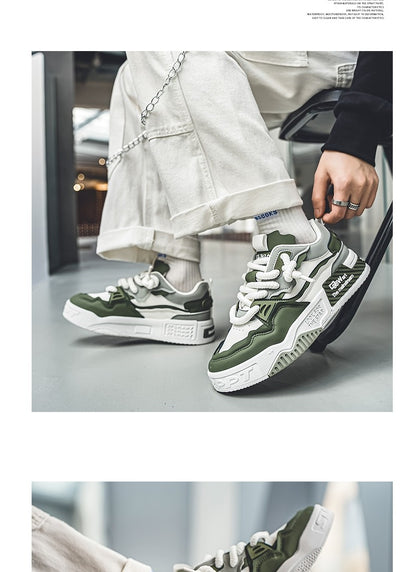 Men's Trendy Skate Shoes, Comfy Non Slip Casual Lace Up Sneakers For Men's Outdoor Activities