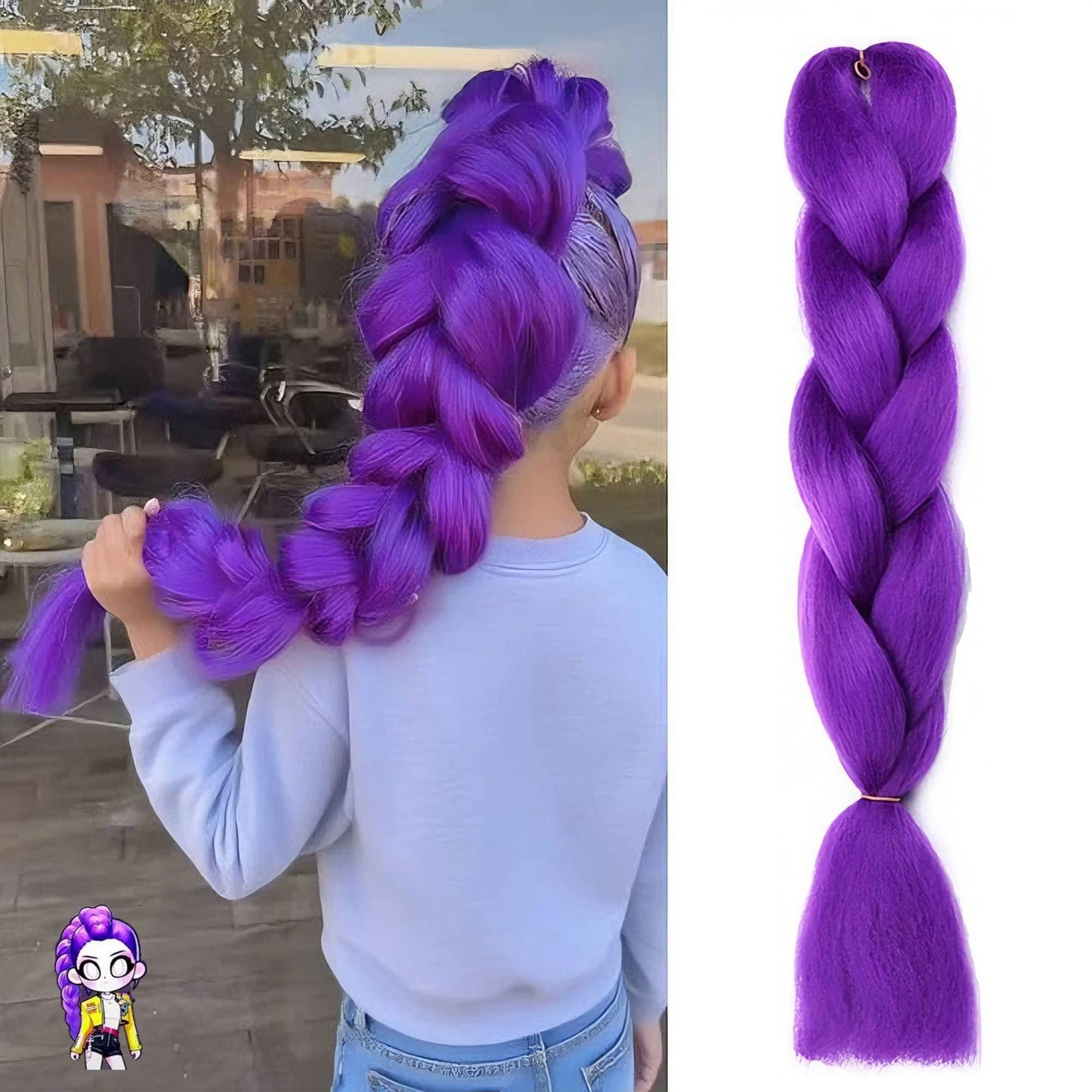 Peruca Cosplay Roxa Temática Wigundle para Personagem de Quadrinhos Festa de Halloween Encenação Peruca Sintética Resistente ao Calor Presente de Feriado Diário