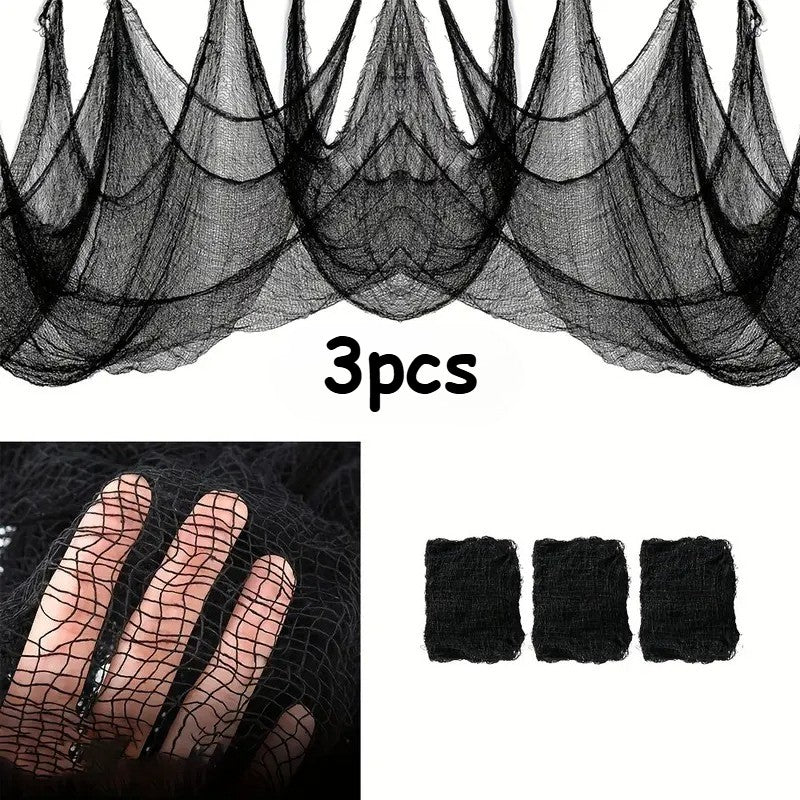 Halloween Gauze Fabric Black Chunky Gauz Fabric Haunted House Diy Decorative Gauze Horror Party Scene Props Halloween Decoration