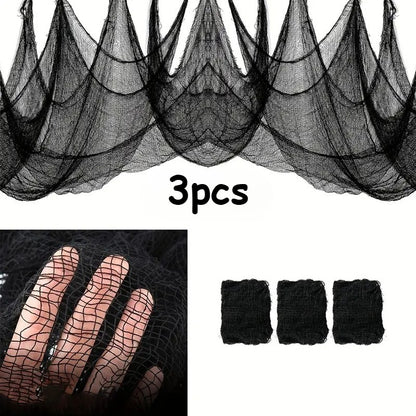 Halloween Gauze Fabric Black Chunky Gauz Fabric Haunted House Diy Decorative Gauze Horror Party Scene Props Halloween Decoration