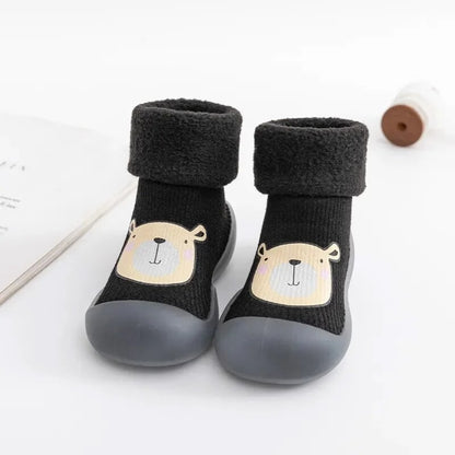 Autumn and Winter Toddler Shoes and Sock Baby Thickened Velvet Warm High Tube Boys and Girls Soft Bottom Indoor Children's Socks