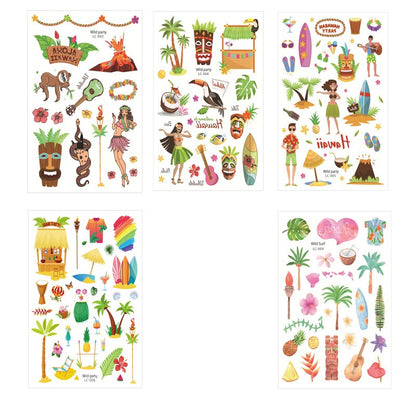 Hawaiian Beach Party Aloha Temporary Tattoo Sticker Waterproof Tropical Flamingo Party Luau Summer Beach Birthday Decorations